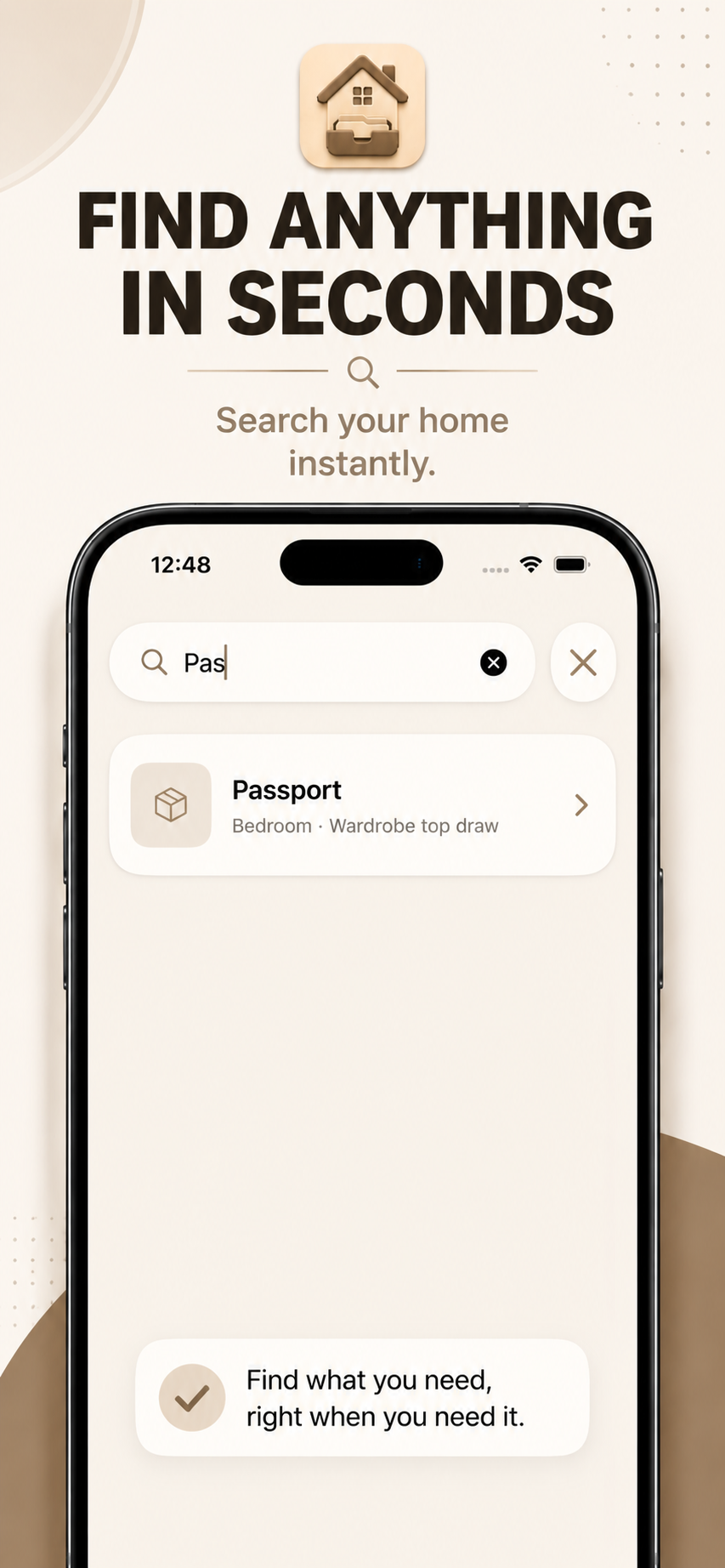 Searching for an item in Project Home