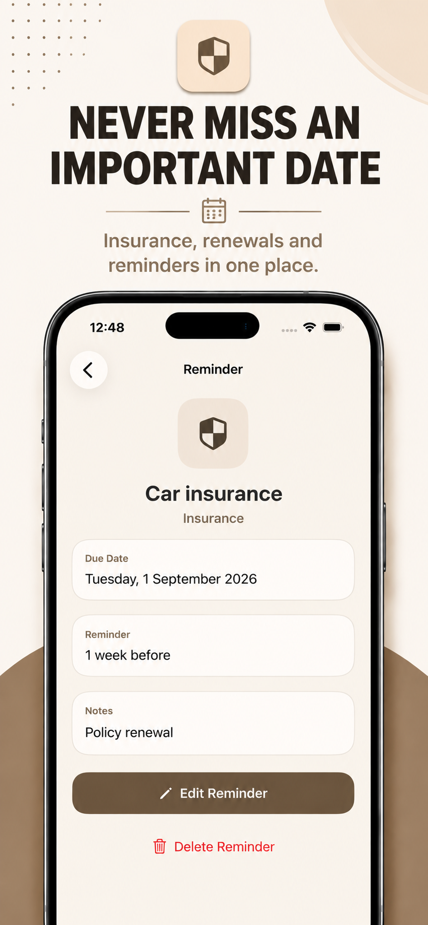 Project Home reminder details